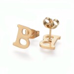 Sada přívěsku a náušnic z nerezové oceli - písmeno - zlatá - 20 ~ 23 mm x 13 ~ 19 mm - 1 ks Písmena: E