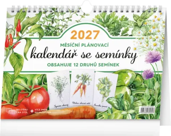 NOTIQUE Měsíční plánovací se semínky 2027 / Stolní kalendář / 30 × 21 cm
