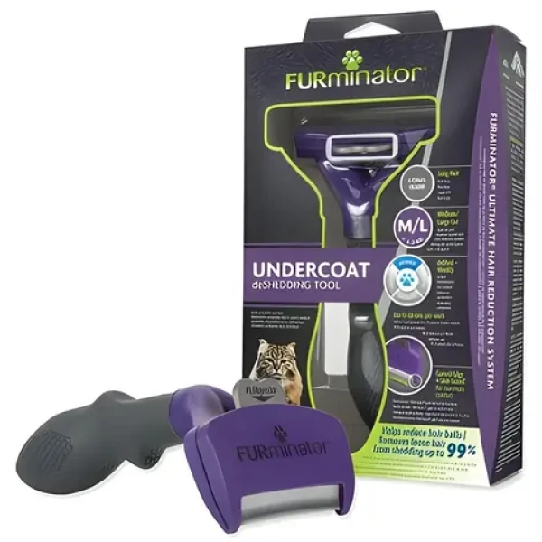 Furminator Hrablo na srst kočky dlouhá srst M/L / Hrablo na srst / nerezová čepel / FURejector (7903-141280)