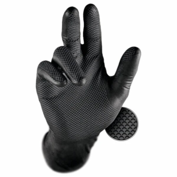 Jednorázové rukavice GRIPPAZ, 11" (XXL), černé, nepudrované, 50ks, ARDON