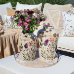 Chic Antique Kameninová váza Floral Cream 25 cm, krémová barva, keramika
