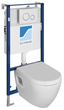 SAPHO - Závěsné WC NERA s podomítkovou nádržkou a tlačítkem Schwab, bílá NS952-SET5