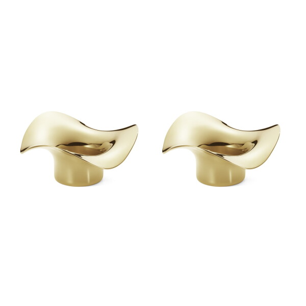 Georg Jensen Pozlacený svícen na čajovou svíčku Cobra Gold – set 2 ks, zlatá barva, stříbrná barva, kov