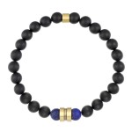 Pánský náramek Rodolfo - 8 mm lapis lazuli, onyx, 21 cm Modrá