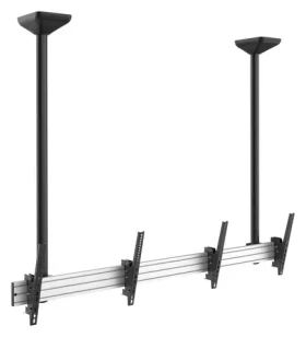 Equip Stropní držák 2x TV 45-55" černá/stříbrná / Stropní držák TV / VESA 600x400 / nosnost 100 kg / náklon 0 až -20° (650373)