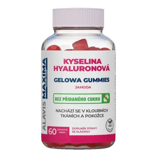 ALAVIS MAXIMA Kyselina Hyaluronová GELOWA GUMMIES Jahoda 60 žvýkacích tablet (V422)