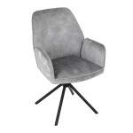 Židle jídelní a konferenční, stříbrná látka v dekoru žíhaného sametu, kovové černé nohy