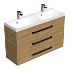 Koupelnová skříňka s černou úchytkou a umyvadlem SAT Cube Way 120x76,5x40 cm dub Hickory mat CUBE2C1203DH CUBE2C1203DH