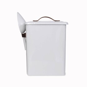 Garden Trading Plechová dóza na granule Medium Leather Handle 7 l, bílá barva, kov, kůže