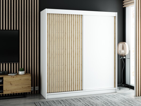Šatní skříň Abi Lamelo Barva korpusu: Bílá, Rozměry: 200 cm
