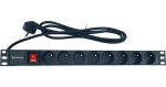 Conexpro 19" rozvodný panel 8x230V černá / Rozvodný panel / 16A / hliníkový / kabel 1,4 m (PDU-8FR-BK)