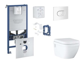 GROHE - Rapid SLX Set předstěnové instalace, klozetu, sedátka SoftClose, tlačítka Arena Cosmopolitan a sady pro vhazování tablet, alpská bílá SANI11BB3141