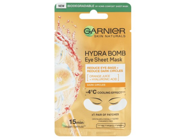 Garnier Skin Naturals povzbující oční maska obohacená o šťávu z pomeranče a kyselinu hyaluronovou 6g