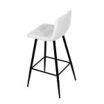 Židle barová, bílá látka, čtyřnohá kovová podnož, černý mat