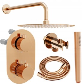 MEXEN/S - Kai DR70 podomítkový sprchový SET + slim sprcha 25, růžové zlato 77602DR7025-60