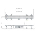 Omp Tea - SUMISURA podlahový žlab s nerezovým roštem, L-450-1230, DN50 983.401.8