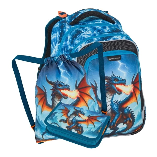 Bagmaster LUMI 26 D malý školní set pro prvňáčky – drak Modrá 23 l 191826