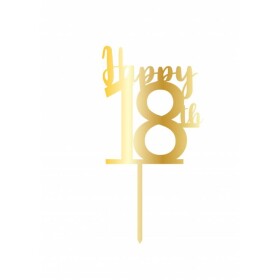 Cesil Zapichovací plastová dekorace zlatá Happy 18th