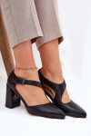 Kožené Lodičky Na Podpatku S Přezkou Vinceza 91133 Černé 39