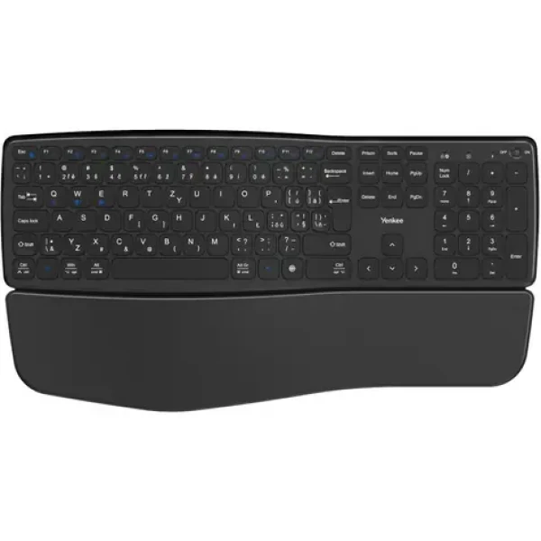 YENKEE YKB 2100 CSBK WL SWIFT černá / bezdrátová klávesnice / ergonomická / 2.4 GHz + Bluetooth 5.0 / USB-C (45025599)