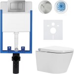 CERANO - Kompletní WC set Profi/Cronus Standard - bílá lesklá - WC tlačítko Classic/Tmavě šedá - pro zazdění - 59,3x38,4 CER-094468