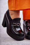 Lakované boty na masivním sloupku Černé Jaime 36