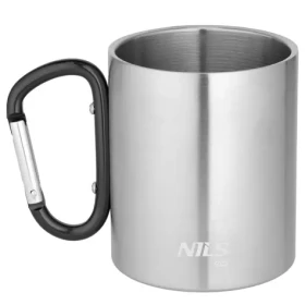NILS Camp NC17110 Kempingový hrnek s karabinou 300ml černý (5908261683497)
