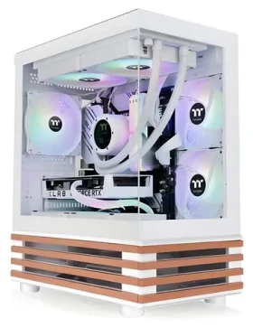 Thermaltake View 170 WS ARGB bílá, dřevo / mATX / 2x USB-A 3.2 / 3x 120mm ARGB / bez zdroje / průhledná bočnice (CA-1Z4-00M6WN-WS)