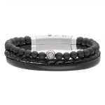 Pánský náramek kůže onyx, Černá Nastavitelná