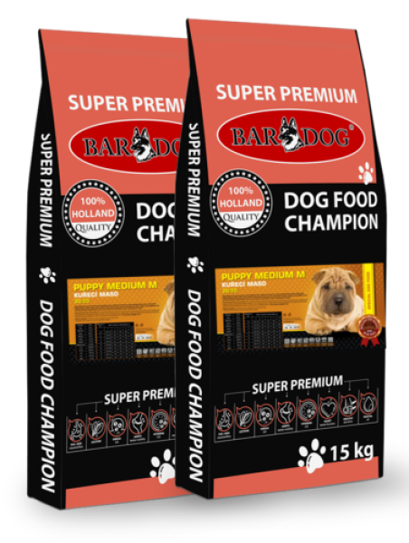 BARDOG PUPPY Medium 30/20 kuřecí maso pro střední plemena 2 x 15 kg