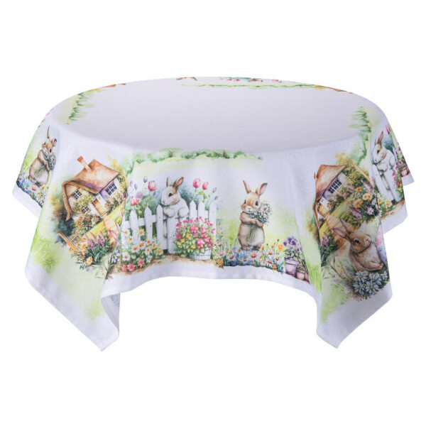 Středový ubrus s potiskem ZAJÍČCI V ZAHRADĚ 85 x 85 cm