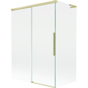 MEXEN/S - Rox L vanová zástěna 2-křídlová posuvná 120 + 70 x 150, transparent, zlatá kartáčovaná 8C9L-120-070-55-00