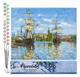 Malování podle čísel - Lodě Na Seině v Rouenu - Claude Monet bez rámu 40x50cm