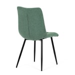 Židle jídelní, zelená látka, černé kovové nohy