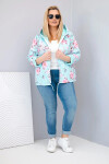 Dámská jarní prošívaná bunda Plus Size s kapucí a květinovým vzorem mátová UNI