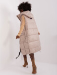 Béžová dlouhá vesta s kapucí SUBLEVEL