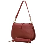Módní dámská kožená kabelka na rameno Deimis, tmavě červená