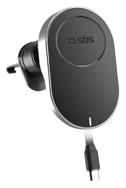 SBS Držák do auta s MagSafe černá / Držák do auta / do mřížky / MagSafe / 15W bezdrátové nabíjení (TESUPP15WRETRACABL)