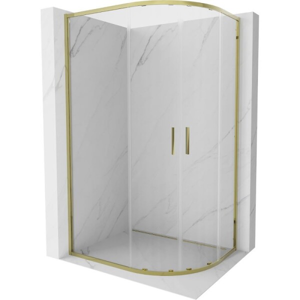 MEXEN - Exo čtvrtkruhový posuvný sprchový kout 100 x 80, transparent, zlato 8132-100-080-50-00