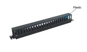 OEM Vyvazovací panel 19" 1U jednostranná plastová lišta černá / Vyvazovací panel / Jednostranný / Průchozí (9650)