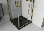 MEXEN/S - Rio sprchový kout čtverec 90x90, transparent, zlatá + černá vanička se sifonem 860-090-090-50-00-4070G