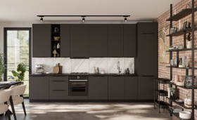 Kuchyňská linka 390 cm Aria 2 Barva korpusu: Černá, Barva dvířek: GR - Graphite AFM