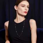 Dlouhý náhrdelník se sladkovodními perlami a tygřím okem, Hnědá Bílá 82 cm