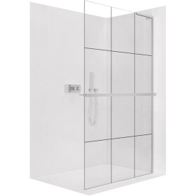 CERANO Sprchová zástěna Walk-in Onyx L-pravá vzpěra - 8 mm + polička/držák na ručníky - chrom, industriální sklo - 120x200 cm