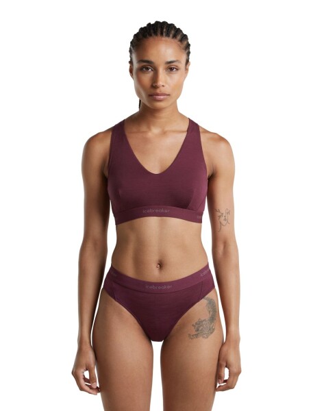 Dámská merino podprsenka ICEBREAKER Wmns Merino 125 Cool-Lite Sprite Racerback Bra, Dark Berry velikost: XS