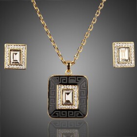 Souprava náhrdelníku a náušnic Swarovski Elements Katriane, Zlatá 39 cm + 3 cm (prodloužení)