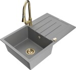 MEXEN - Bruno granitový dřez 1 s odkapávačem včetně baterie Elia, šedá 6513-71-670101-50