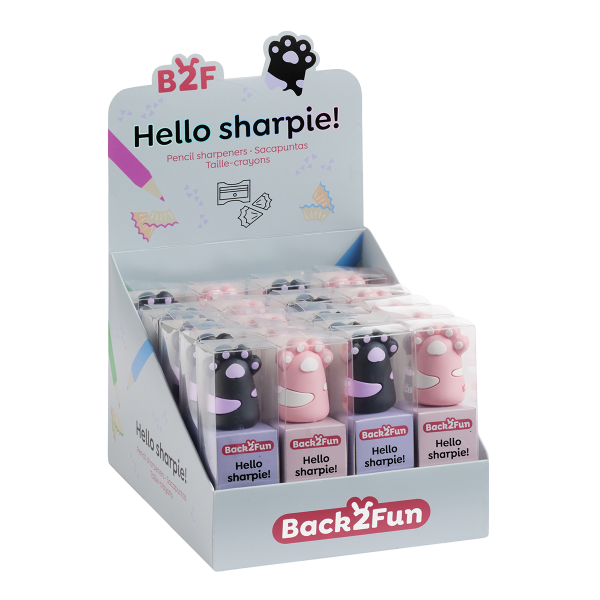 Miquelrius B2F - ořezávátko Hello Sharpie, tlapky, 20 ks, displej, mix barev