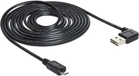 DeLock USB 2.0 A - Micro-B černá / USB kabel / USB-A (M) - Micro-USB B (M) / pravoúhlý konektor 90° / 5 m (83385)