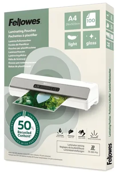 Fellowes A4 80 mic / Laminovací fólie / 100ks / lesklá (100142987)